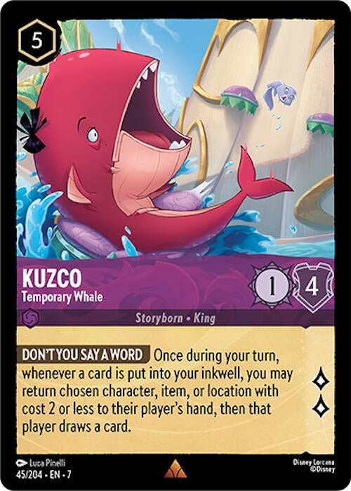 Image for Kuzco - Temporary Whale (45/204) (Archazia's Island) - Disney Lorcana