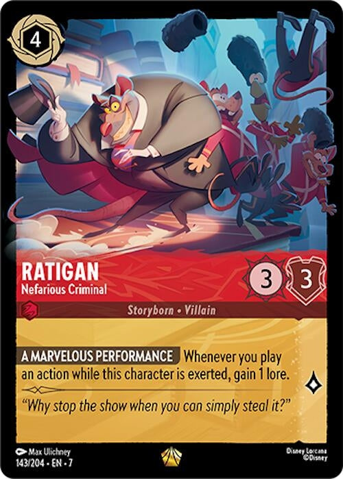Image for Ratigan - Nefarious Criminal (143/204) (Archazia's Island) - Disney Lorcana