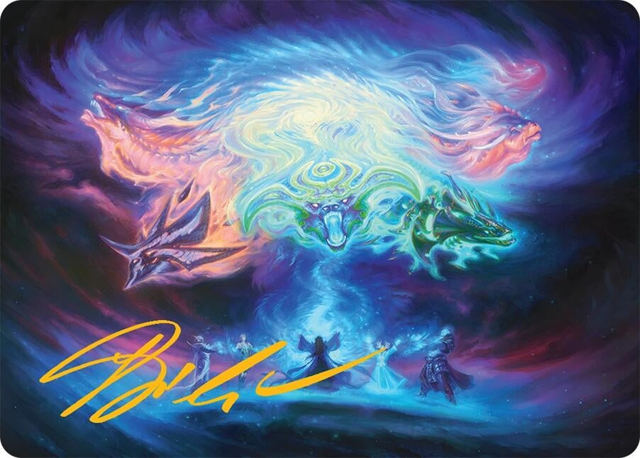 Image for Call the Spirit Dragons Art Card (21/54) (Gold-Stamped Signature) (21) (Art Series: Tarkir: Dragonstorm) - Magic: The Gathering