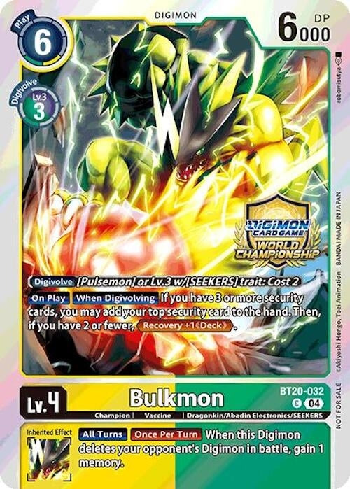 Image for Bulkmon (Regionals 25-26 Champion Card Set Season 1) (BT20-032 C) (Release Special Booster 2.5) - Digimon Card Game