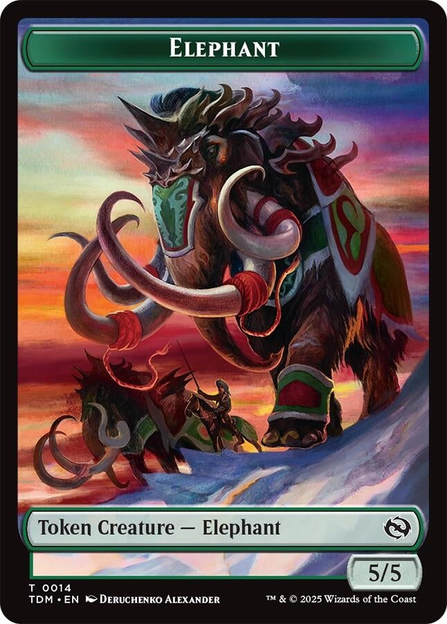 Image for Elephant // Treasure Double-Sided Token (14 // 16) (Tarkir: Dragonstorm) - Magic: The Gathering