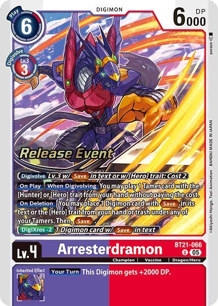 Image for Arresterdramon (BT21-066 U) (World Convergence Release Event Cards) - Digimon Card Game
