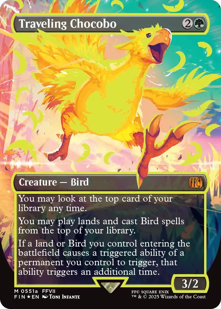 Image for Traveling Chocobo (Borderless) (Neon Ink Yellow) (551a) (FINAL FANTASY) - Magic: The Gathering