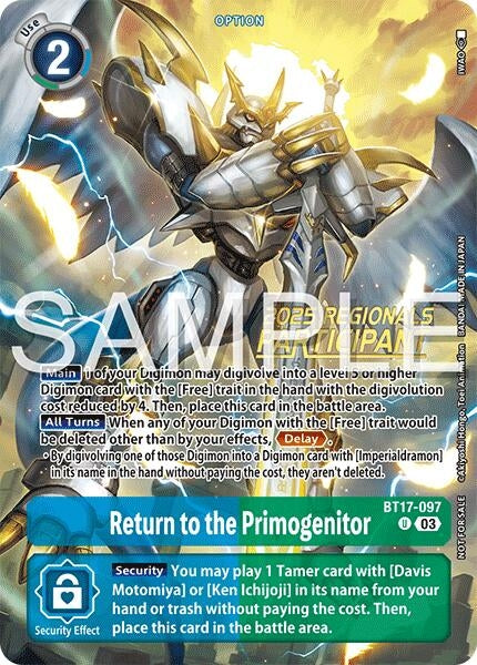 Image for Return to the Primogenitor (Regionals 25-26 Season 2 Participant) (Secret Crisis) - Digimon Card Game
