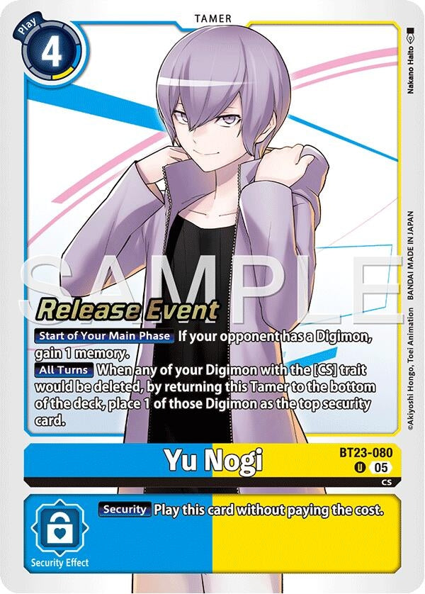 Image for Yu Nogi (BT23-080 U) (Hackers' Slumber Release Event Cards) - Digimon Card Game