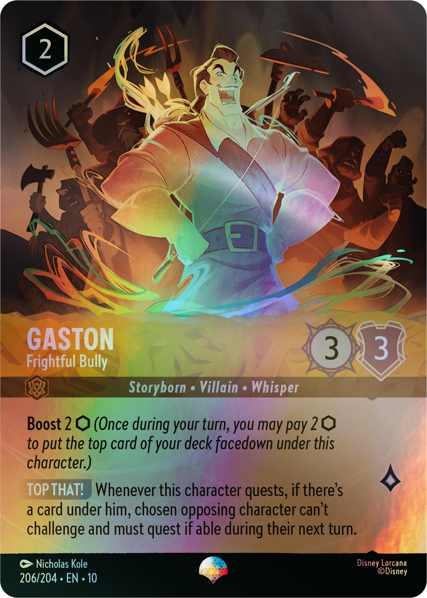 Image for Gaston - Frightful Bully (Epic) (206/204) (Whispers in the Well) - Disney Lorcana