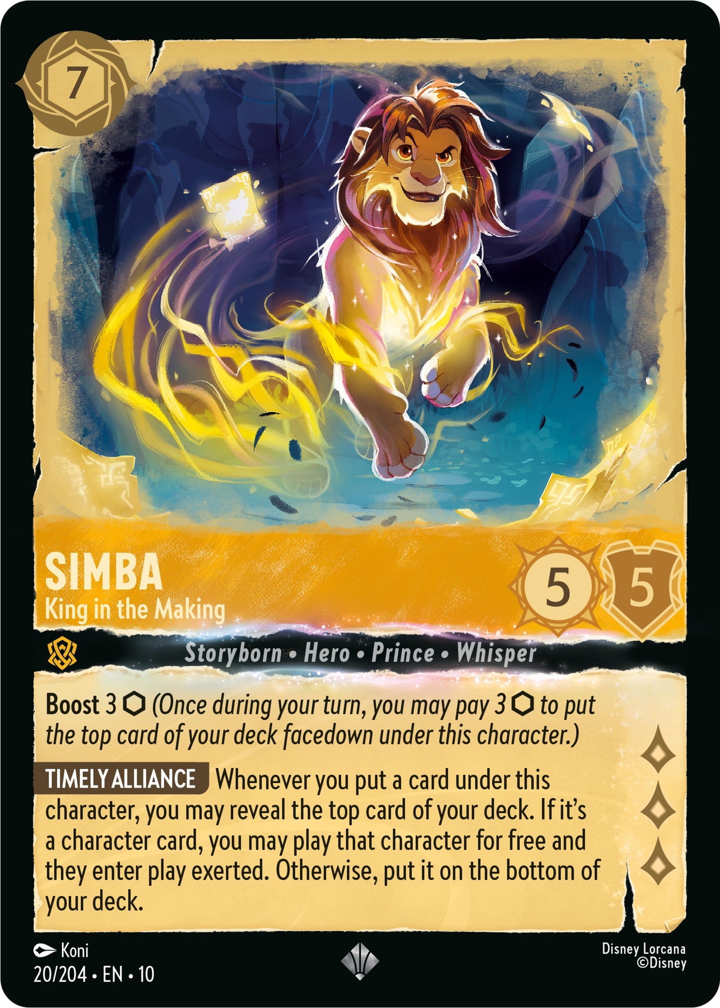 Image for Simba - King in the Making (20/204) (Whispers in the Well) - Disney Lorcana