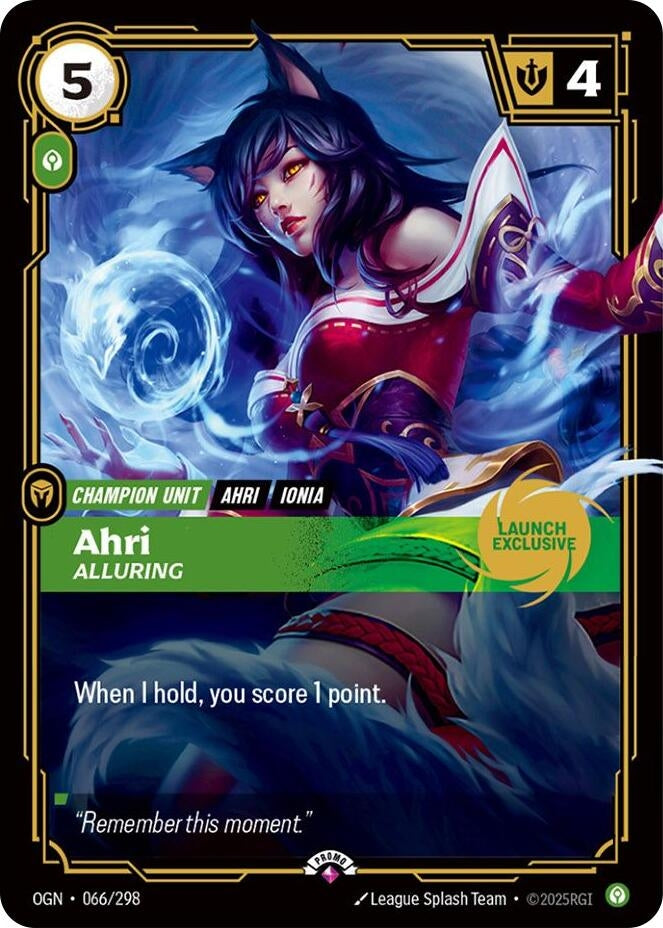 Image for Ahri - Alluring (Launch Exclusive) (066/298) (Riftbound Promotional Cards) - Riftbound: League of Legends Trading Card Game