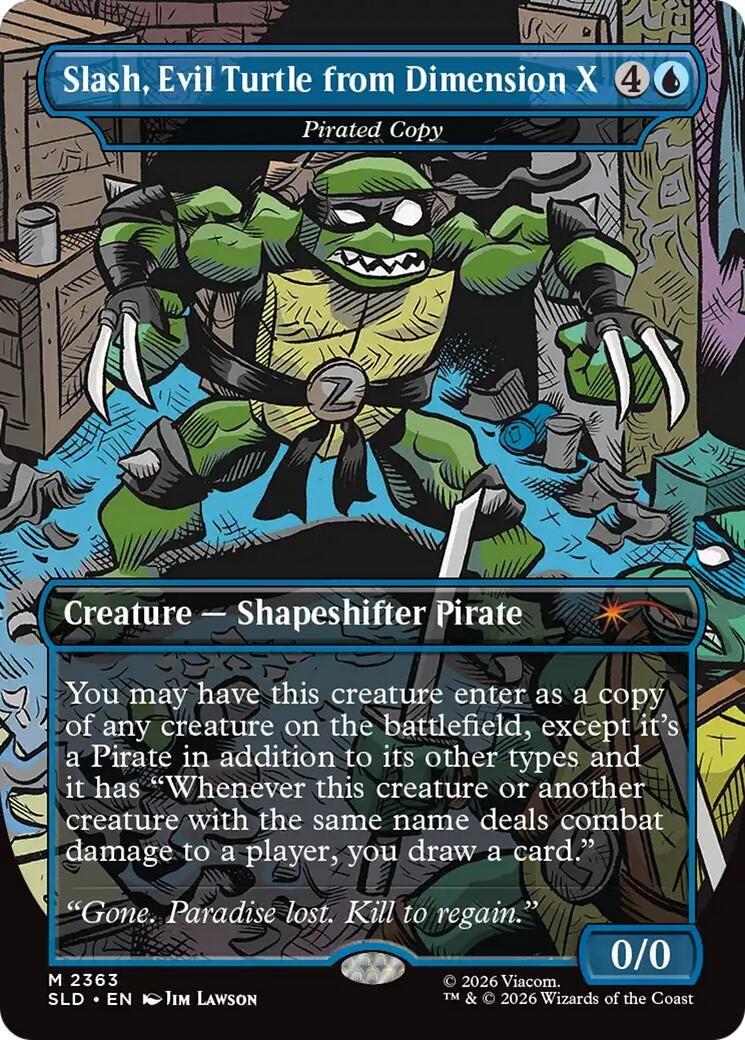 Image for Slash, Evil Turtle from Dimension X - Pirated Copy (2363) (Secret Lair Drop Series) - Magic: The Gathering