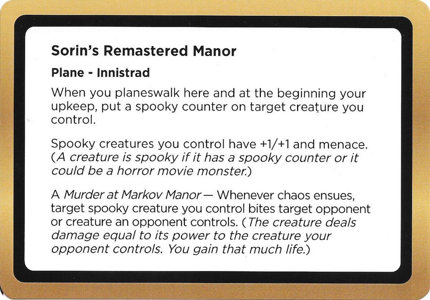 Image for Sorin's Remastered Manor (Black Lotus Unknown Planechase) (Oversize Cards) - Magic: The Gathering