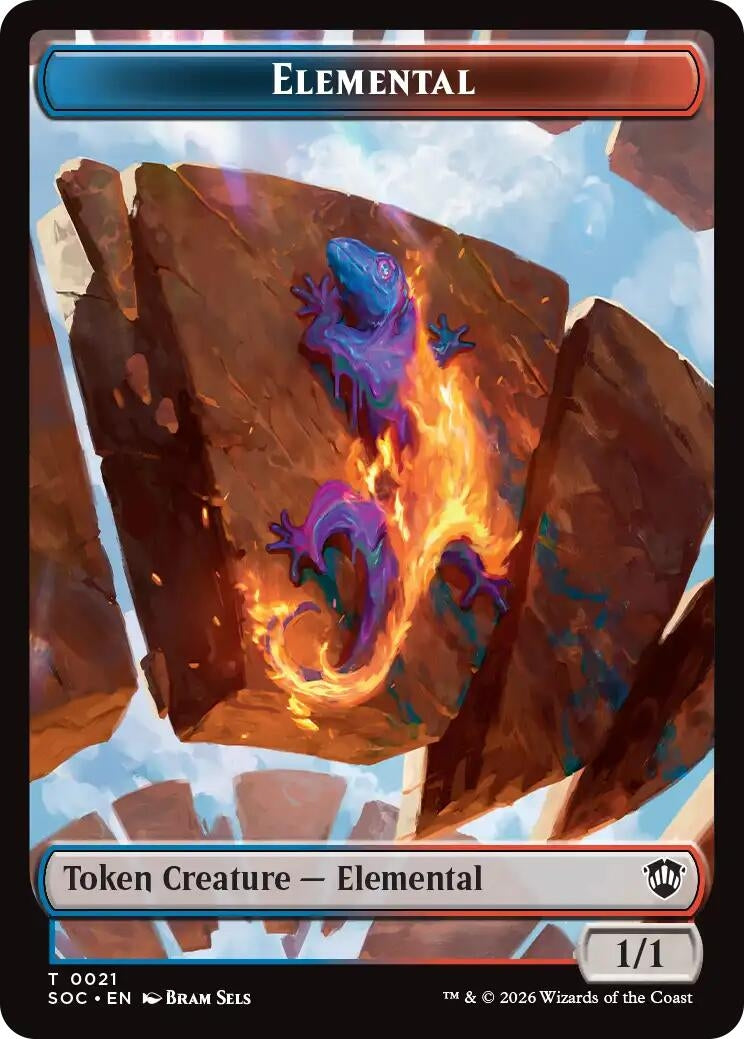 Image for Elemental (0021) // Phyrexian Myr Double-Sided Token (21 // 8) (Secrets of Strixhaven) - Magic: The Gathering