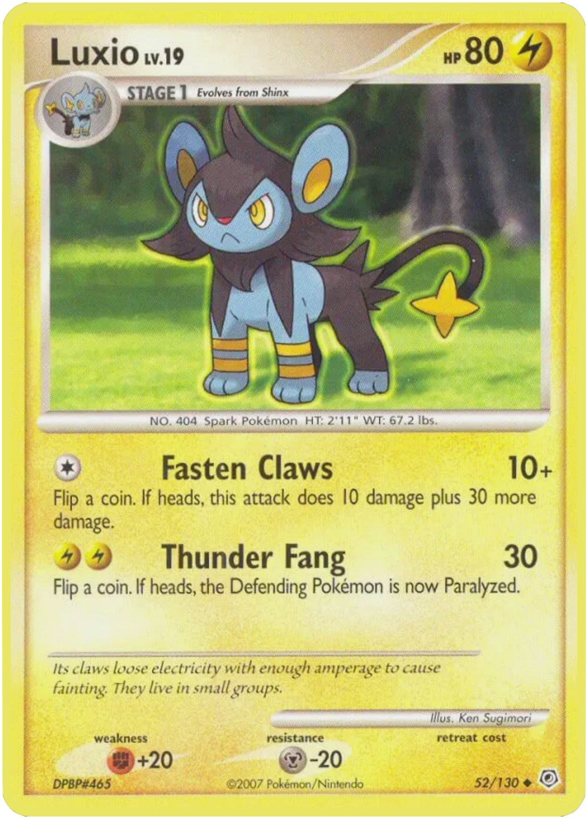 Image for Luxio (52/130) (Diamond and Pearl) - Pokemon