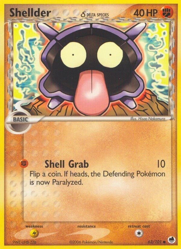 Image for Shellder (Delta Species) (63/101) (Dragon Frontiers) - Pokemon