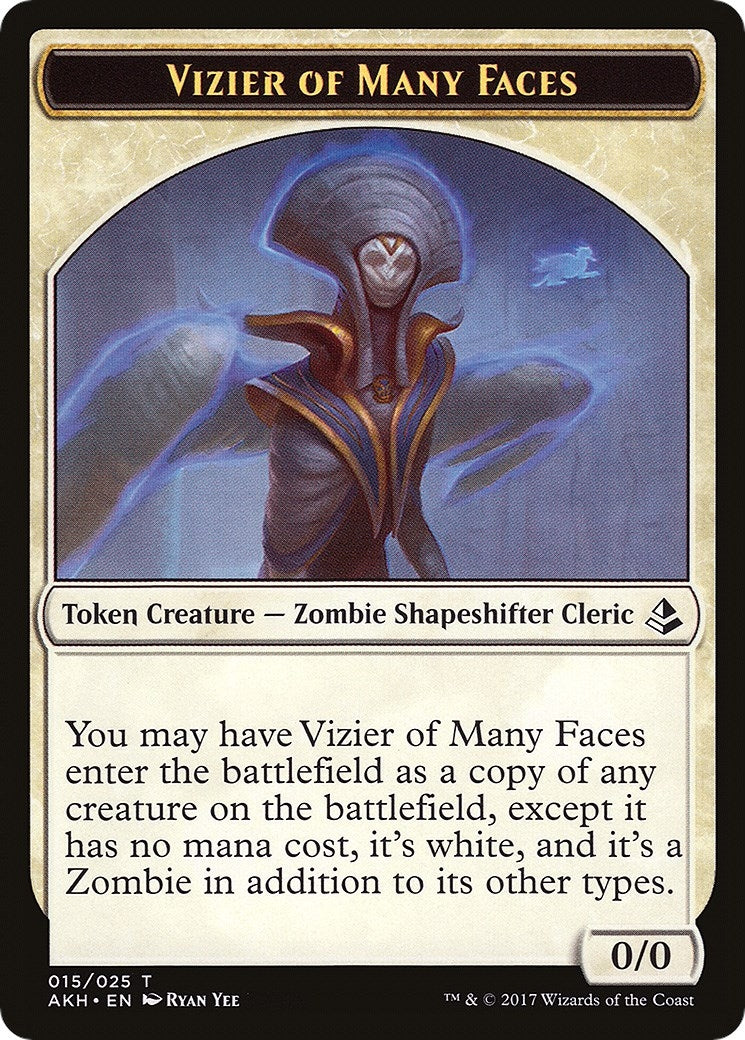 Image for Vizier of Many Faces // Zombie Double-Sided Token (15 // 20) (Amonkhet) - Magic: The Gathering