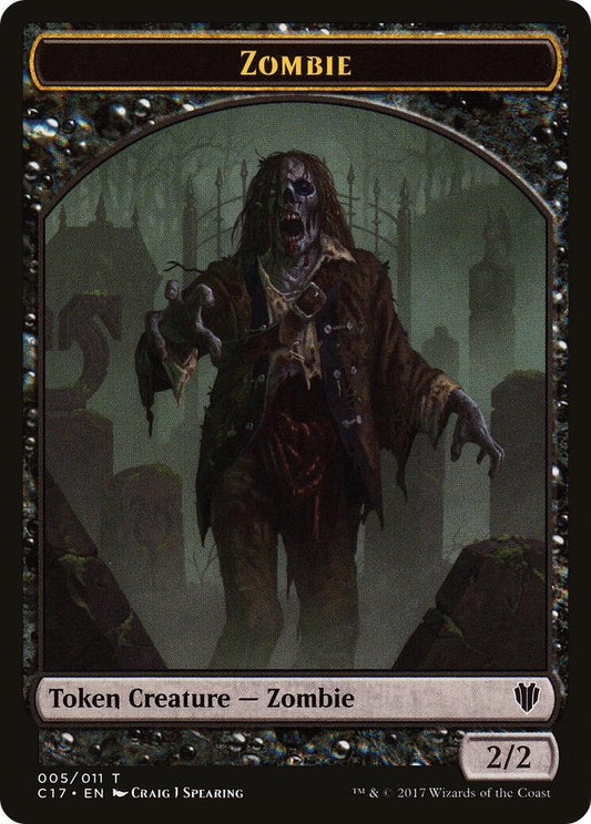 Image for Zombie // Gold Double-Sided Token (5 // 10) (Commander 2017) - Magic: The Gathering