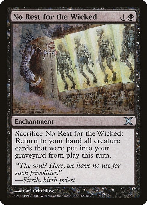 Image for No Rest for the Wicked (165) (10th Edition) - Magic: The Gathering