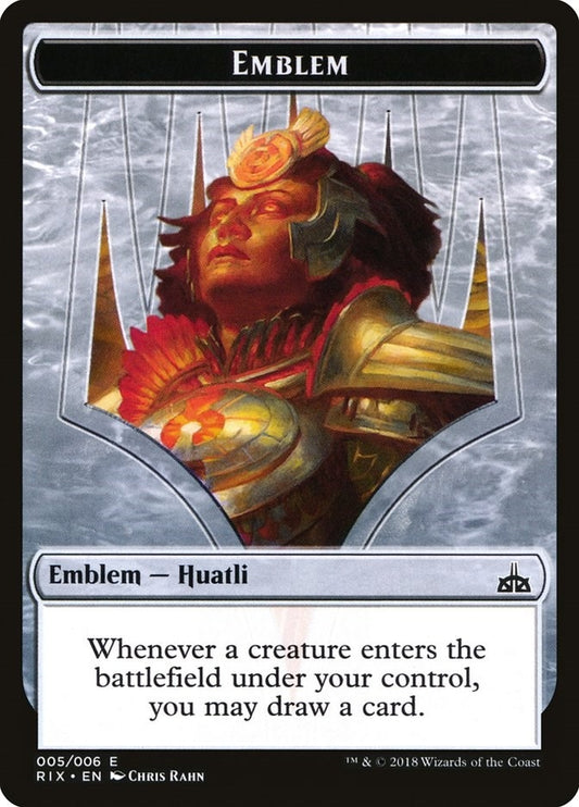 Image for Emblem - Huatli, Radiant Champion (5) (Rivals of Ixalan) - Magic: The Gathering
