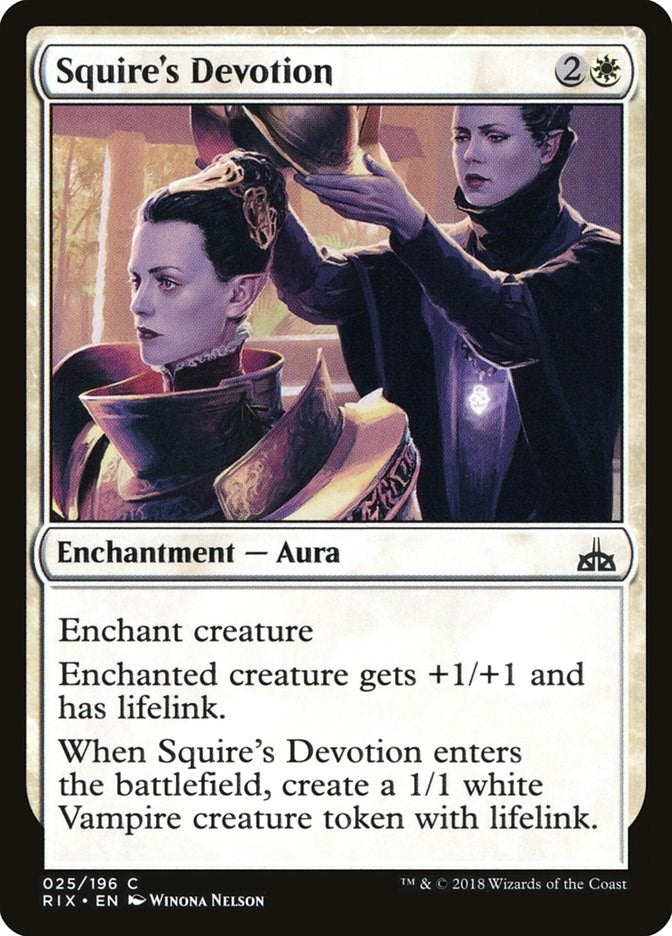 Image for Squire's Devotion (25) (Rivals of Ixalan) - Magic: The Gathering