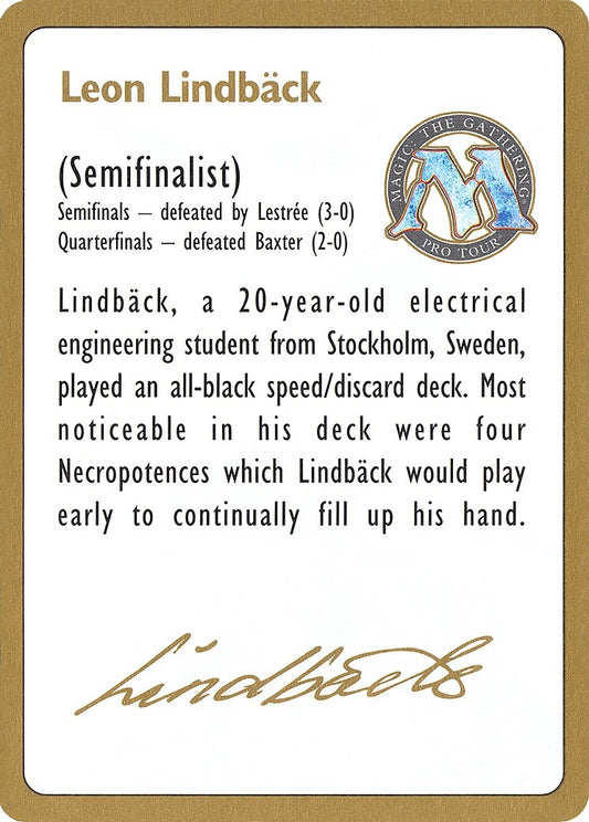 Image for 1996 Leon Lindback Biography Card (World Championship Decks) - Magic: The Gathering