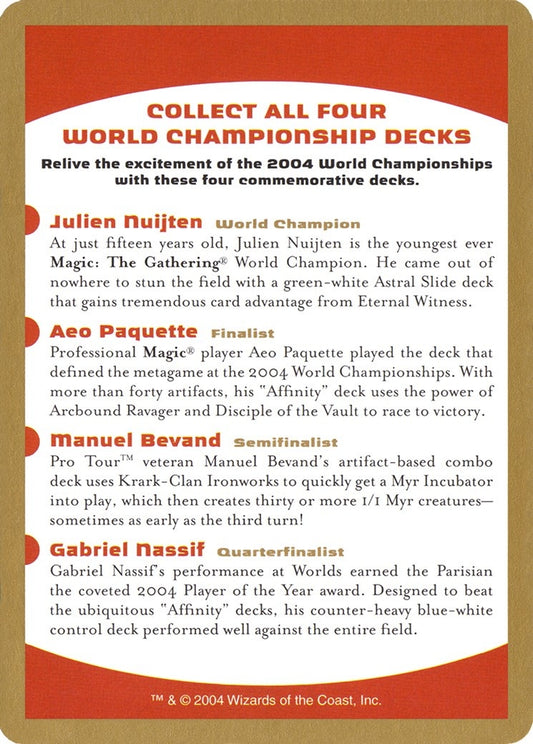 Image for 2004 World Championship Advertisement Card (World Championship Decks) - Magic: The Gathering