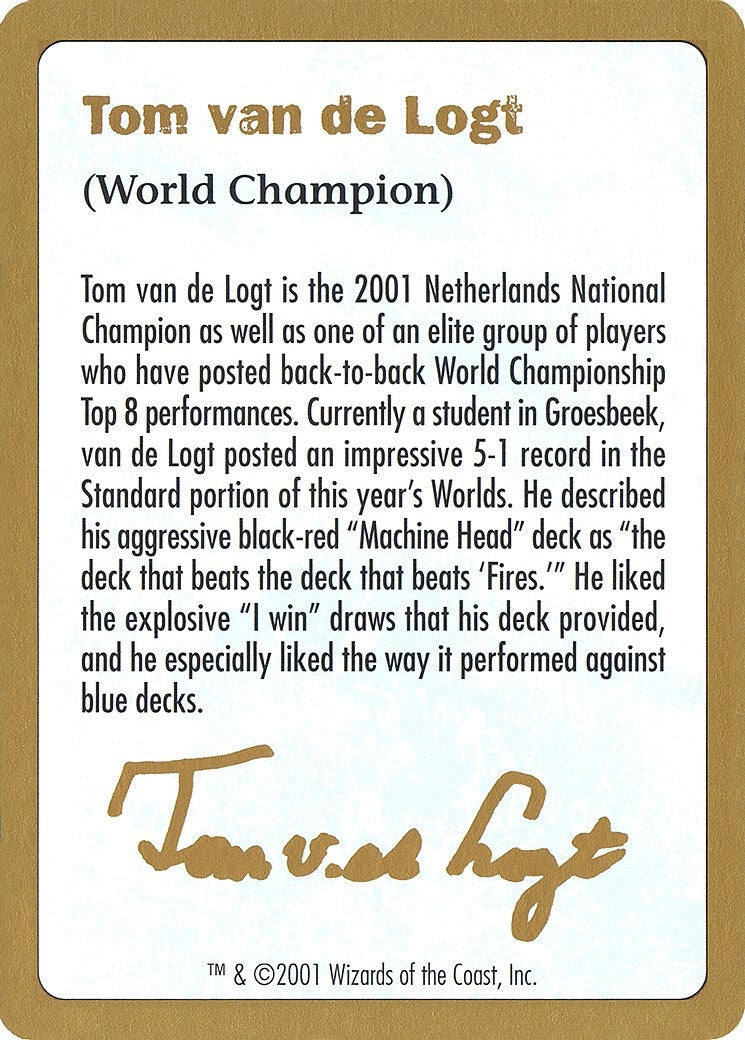 Image for 2001 Tom van de Logt Biography Card (World Championship Decks) - Magic: The Gathering
