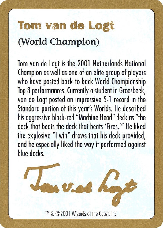 Image for 2001 Tom van de Logt Biography Card (World Championship Decks) - Magic: The Gathering
