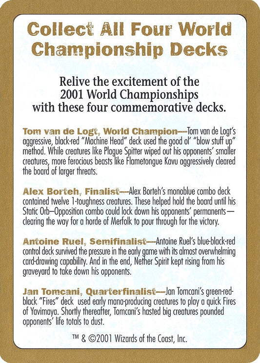Image for 2001 World Championship Advertisement Card (World Championship Decks) - Magic: The Gathering