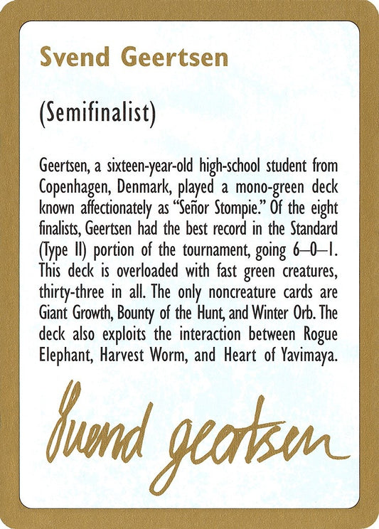 Image for 1997 Svend Geertsen Biography Card (World Championship Decks) - Magic: The Gathering
