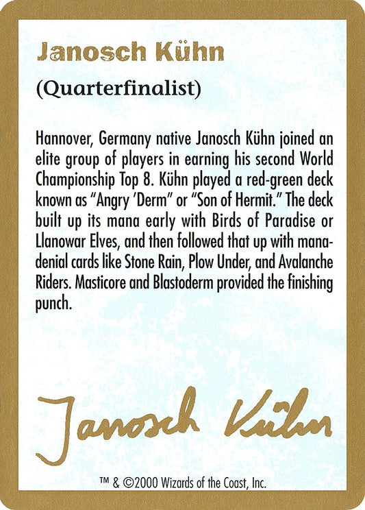 Image for 2000 Janosch Kuhn Biography Card (World Championship Decks) - Magic: The Gathering