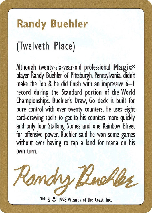 Image for 1998 Randy Buehler Biography Card (World Championship Decks) - Magic: The Gathering