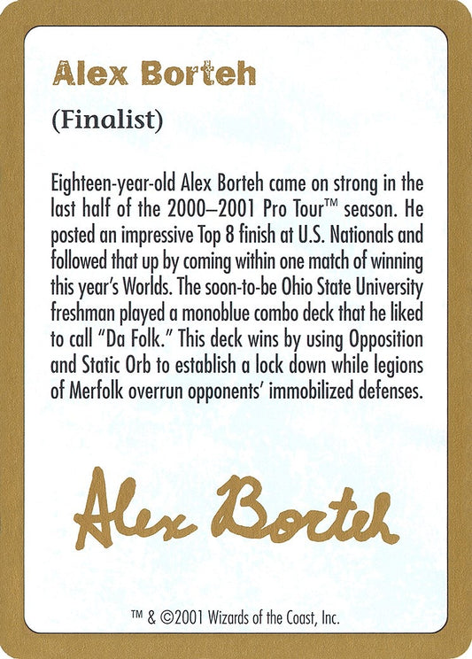 Image for 2001 Alex Borteh Biography Card (World Championship Decks) - Magic: The Gathering
