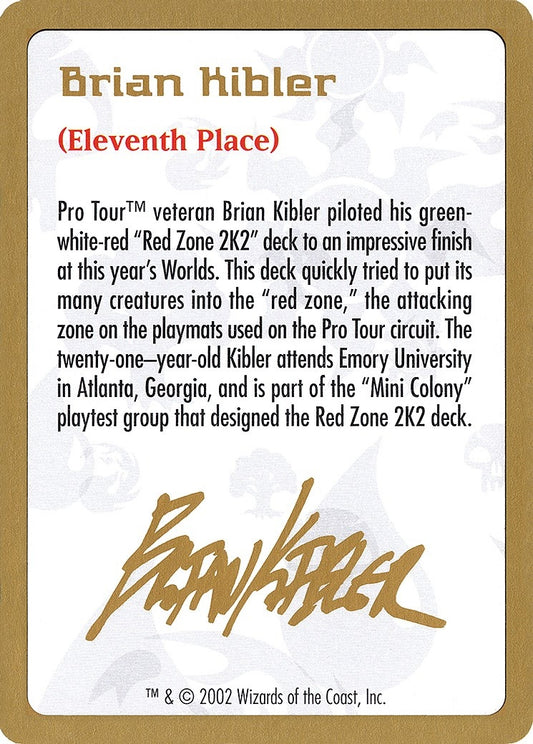 Image for 2002 Brian Kibler Biography Card (World Championship Decks) - Magic: The Gathering
