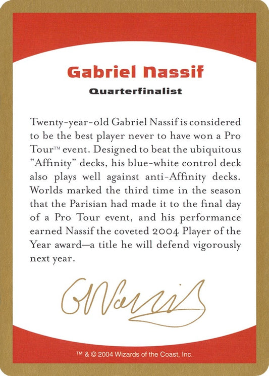 Image for 2004 Gabriel Nassif Biography Card (World Championship Decks) - Magic: The Gathering