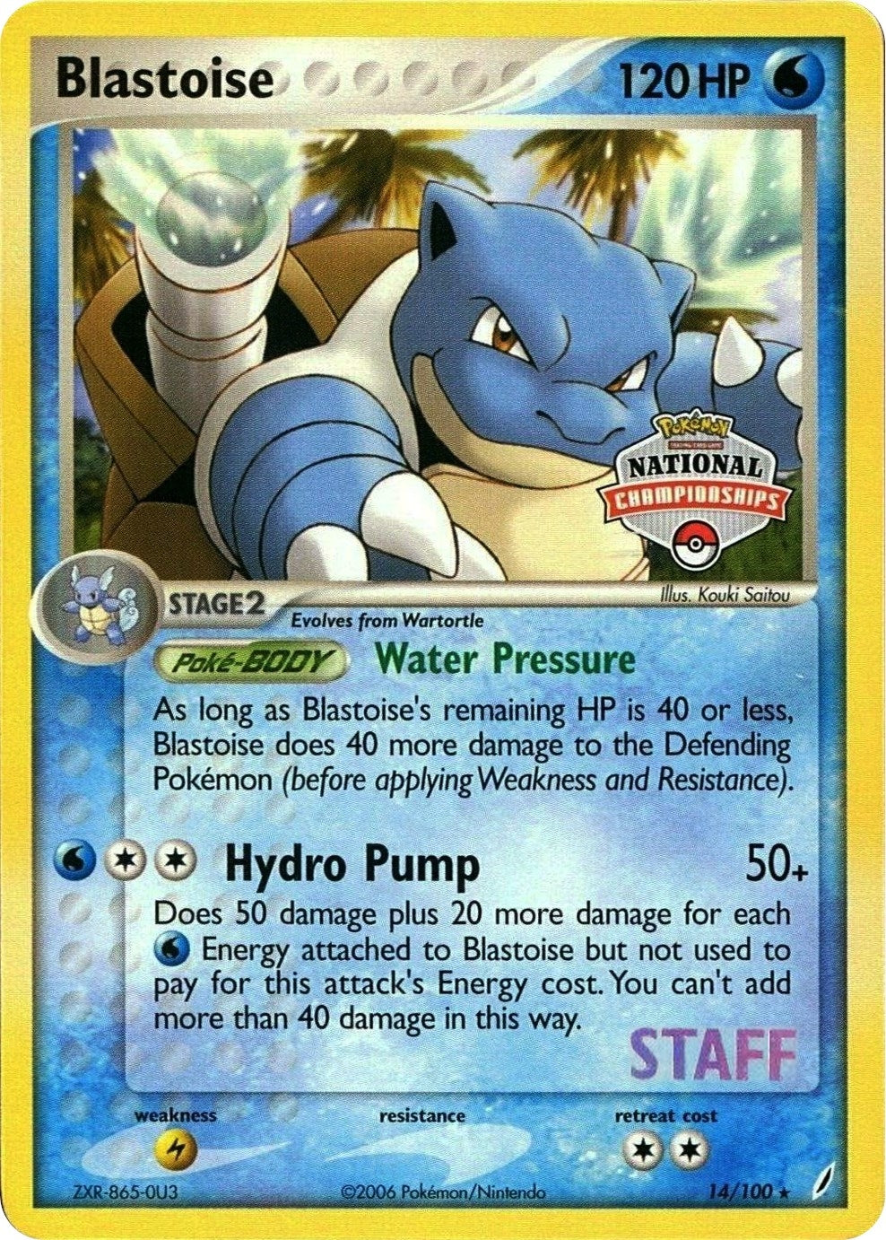 Image for Blastoise - 14/100 (National Championships) [Staff] (014/100) (League & Championship Cards) - Pokemon