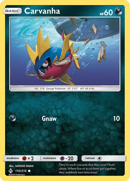 Image for Carvanha (110/214) (SM - Unbroken Bonds) - Pokemon