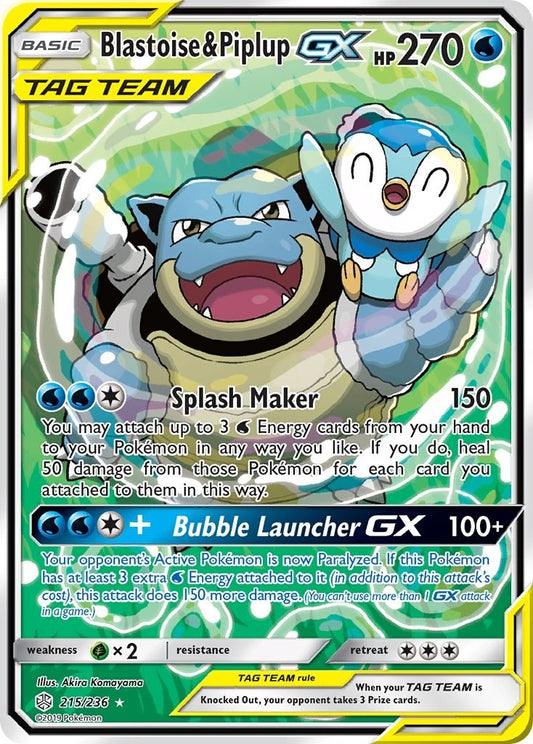 Image for Blastoise & Piplup GX (Alternate Full Art) (215/236) (SM - Cosmic Eclipse) - Pokemon