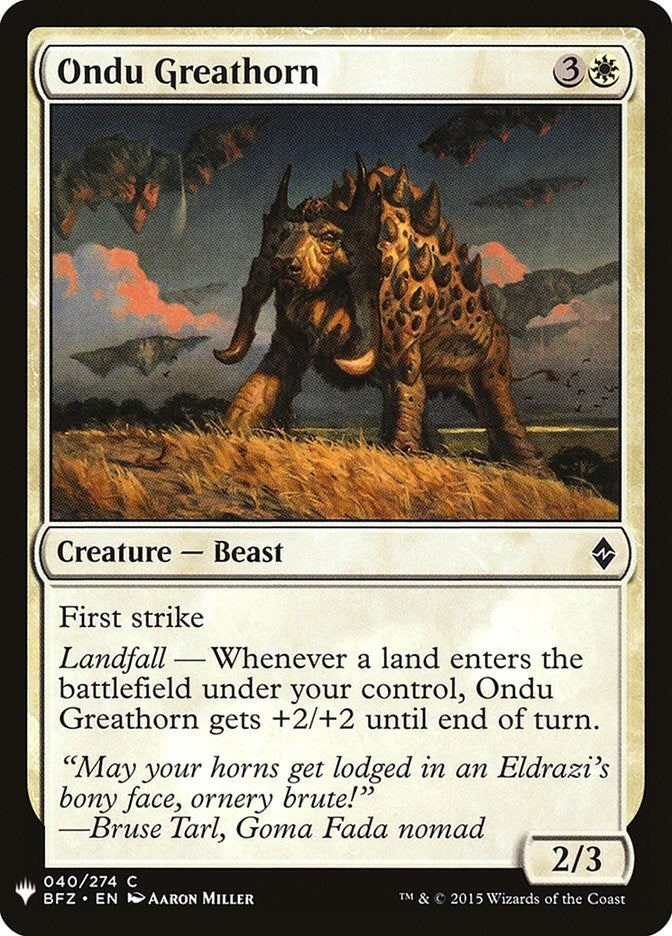 Image for Ondu Greathorn (40) (The List Reprints) - Magic: The Gathering