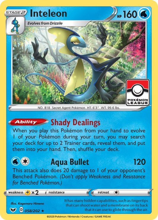 Image for Inteleon - 058/202 (Pokemon League) (058/202) (League & Championship Cards) - Pokemon