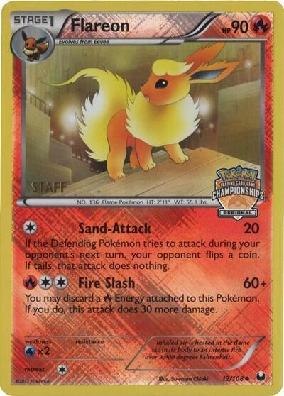 Image for Flareon - 12/108 (Regional Championships) [Staff] (012/108) (League & Championship Cards) - Pokemon