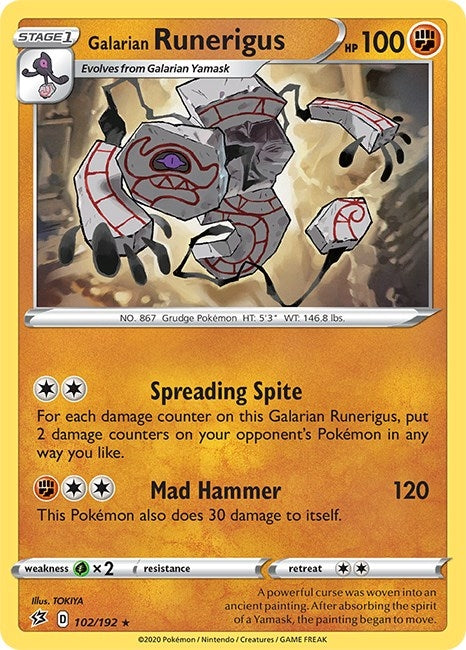 Image for Galarian Runerigus (102/192) (SWSH02: Rebel Clash) - Pokemon