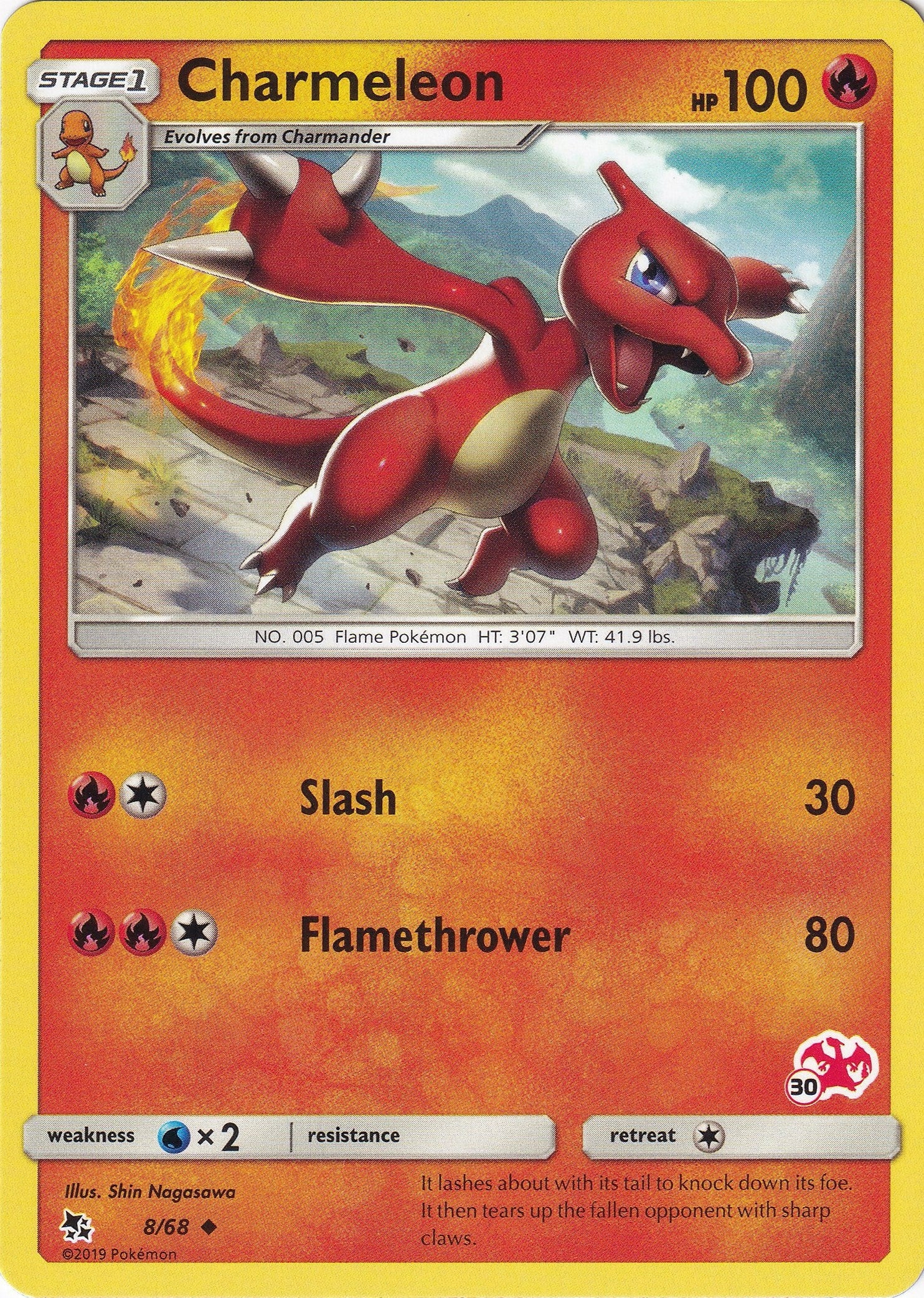 Image for Charmeleon - 8/68 (#30 Charizard Stamped) (008/068) (Battle Academy) - Pokemon