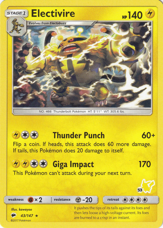 Image for Electivire - 43/147 (#53 Pikachu Stamped) (043/147) (Battle Academy) - Pokemon