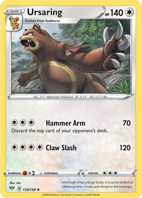 Image for Ursaring (139/189) (SWSH03: Darkness Ablaze) - Pokemon