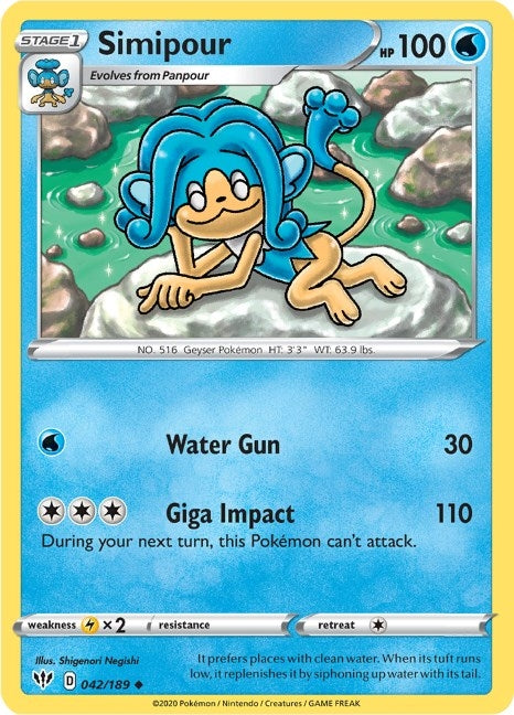 Image for Simipour (042/189) (SWSH03: Darkness Ablaze) - Pokemon