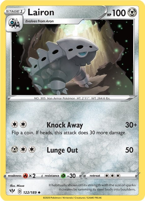 Image for Lairon (122/189) (SWSH03: Darkness Ablaze) - Pokemon
