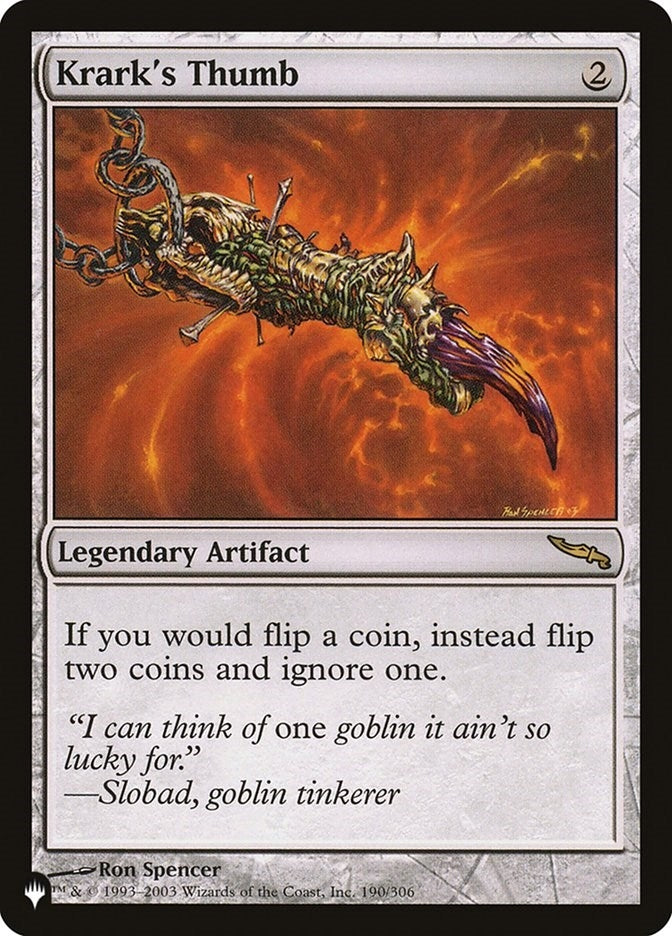 Image for Krark's Thumb (190/306) (The List Reprints) - Magic: The Gathering