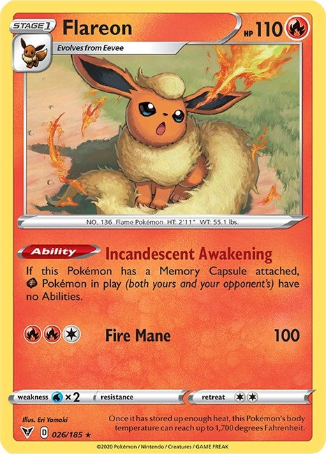 Image for Flareon (026/185) (SWSH04: Vivid Voltage) - Pokemon