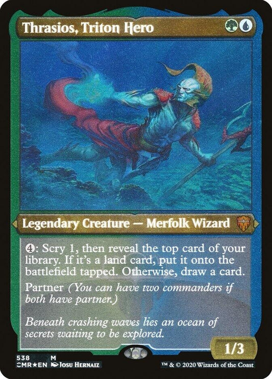 Image for Thrasios, Triton Hero (Foil Etched) (538) (Commander Legends) - Magic: The Gathering