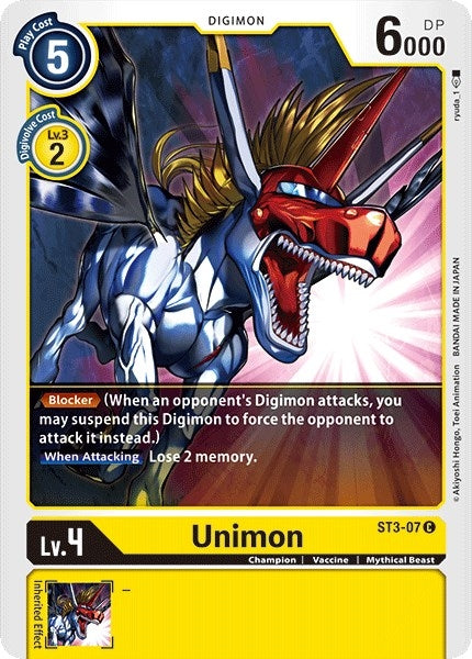 Image for Unimon (ST3-07 C) (Starter Deck 03: Heaven's Yellow) - Digimon Card Game
