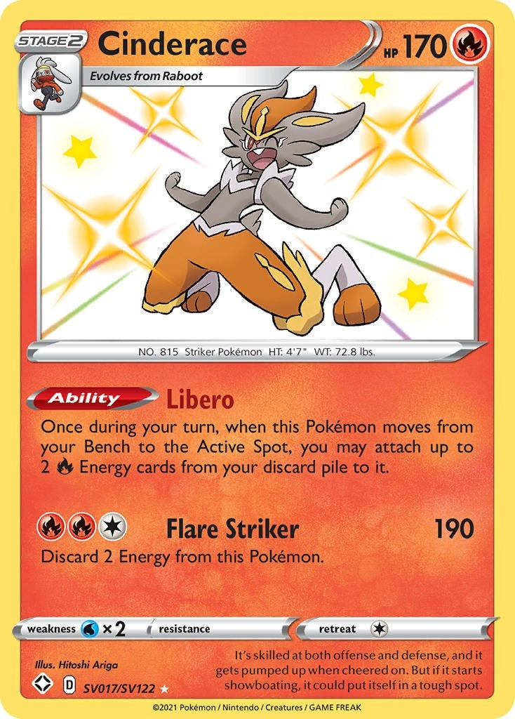 Image for Cinderace (SV017/SV122) (Shining Fates: Shiny Vault) - Pokemon